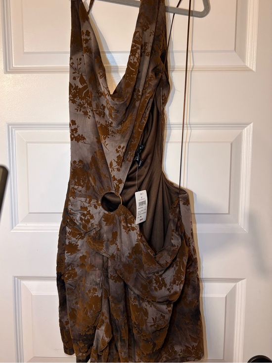 Windsor Dresses & Skirts - Windsor Mocha Floral Halter Dress with Ring Detail